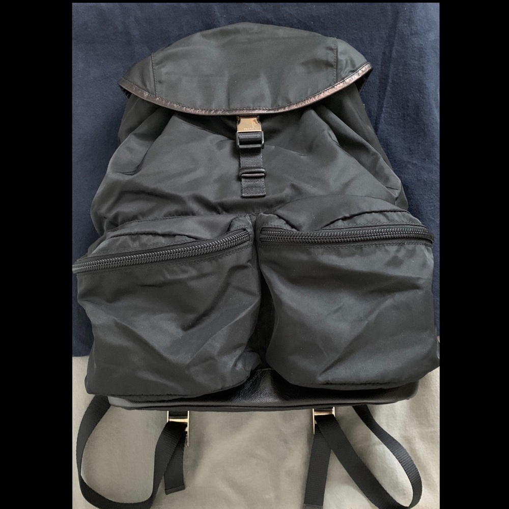 Prada Unisex Black Nylon / Leather Blackpack